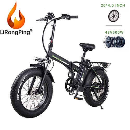 Electric Bike : LiRongPing 20" Folding Electric Bike With 10 / 15A Battery, 350 / 500W Motor Electric Mountain Bike, 150KM Range Of Mileage, EBS Dual Disc Brakes E-Bikes (Size : 350W10A battery)