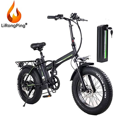 Electric Bike : LiRongPing 350 / 500W Electric Bike 20 Inch Adults Electric Mountain Bike, Removable 10 / 15A Battery, EBS Dual Disc Brakes, 4.0 Tire, 3 Riding Modes Electric Bicycle (Size : 500W10A battery)