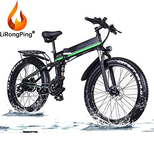 Electric Bike : LiRongPing Adult Electric Bicycle Electric Bikes, 26" 48V 1000W 12.8Ah Folding Ebike, Removable Lithium-Ion Battery Mountain E-bike For Mens Womens (Size : B)