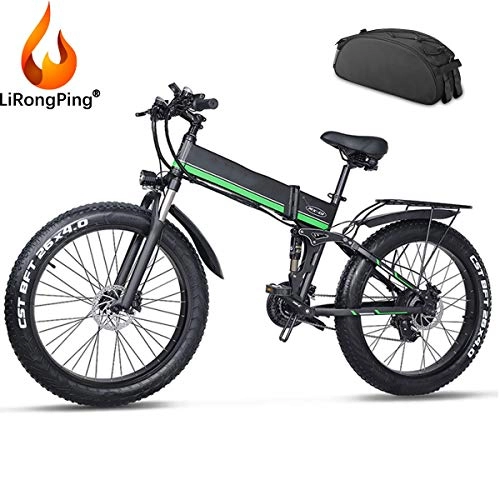 Electric Bike : LiRongPing Foldable Electric Mountain Bike, Removable 48v / 12.8ah Lithium Battery-Range Of Mileage 30-90km, 26-Inch Electric Bicycle Bikes Commute Ebike