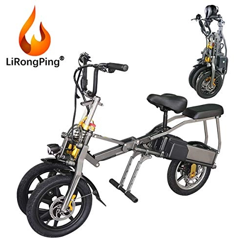 Electric Bike : LiRongPing Folding Electric Bike for Adult Men, 350W motor Double Removable Battery, Electric Bicycle Ebike for Outdoor Cycling Travel Work Out
