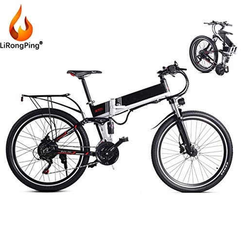 Electric Bike : LiRongPing Folding Electric Mountain Bike for Adult, 350W Motor, Lightweight Electric Bicycle for Work Outdoor Cycling Travel Commute