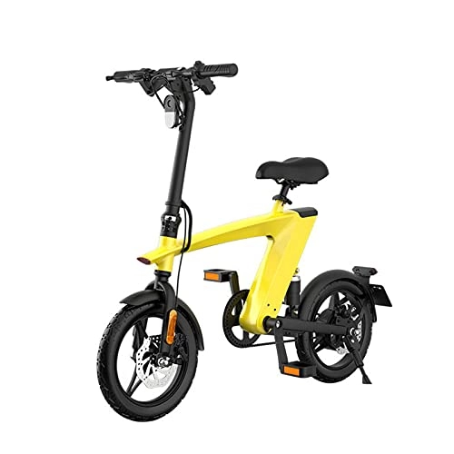 Electric Bike : LIROUTH Folding Lithium Electric Bike Variable Speed 250W 10AH Lithium Battery Lightweight Electric Bicycle H1 (Yellow)
