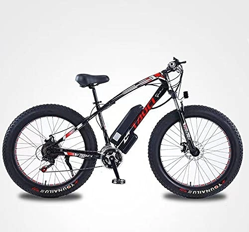Electric Bike : Lithium Battery Bicycle Variable Speed Assist Long-endurance Snowmobile Adult Mountain Bike (Black)