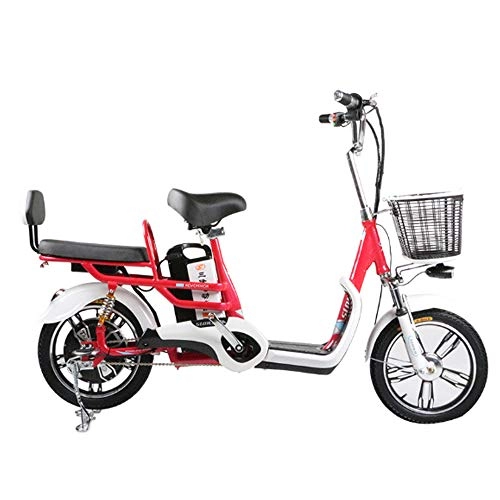 Electric Bike : Lithium Electric Bicycle 16 Inch 48V Lithium Battery Battery Car Double Travel Electric Bicycle red 16inches
