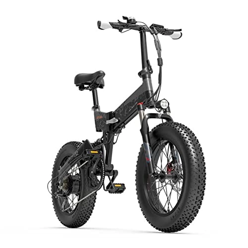 Electric Bike : Liu 1000W Electric Bike Foldable for Adults 20" Fat Tire Mountain Snow Electric Bicycle For Men 48V 15Ah Max Speed 40 Km / H Ebike 130 Km Range (Color : Gray)