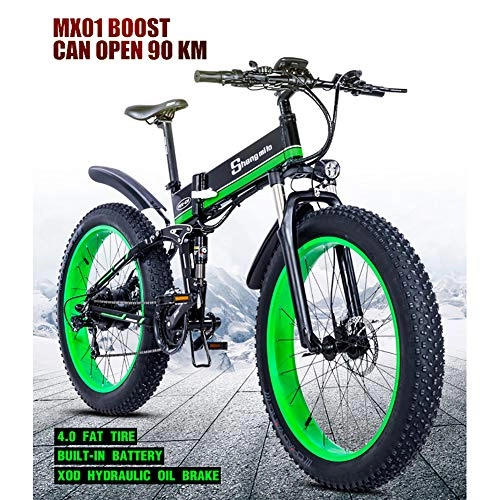 Electric Bike : LIU 1000W Fat Electric Bike 48V Mens Mountain E bike 21 Speeds 26 inch Fat Tire Road Bicycle Snow Bike Pedals (Removable Lithium Battery)