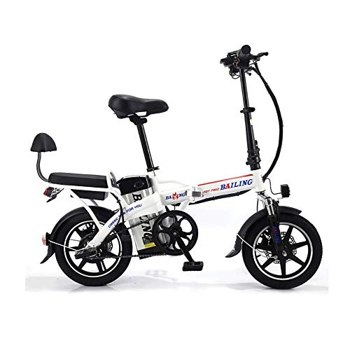 Electric Bike : LIU 14'' Electric Mountain Bike with Removable Lithium-Ion Battery (48V 350W), Electric Bike Three Working Modes, White