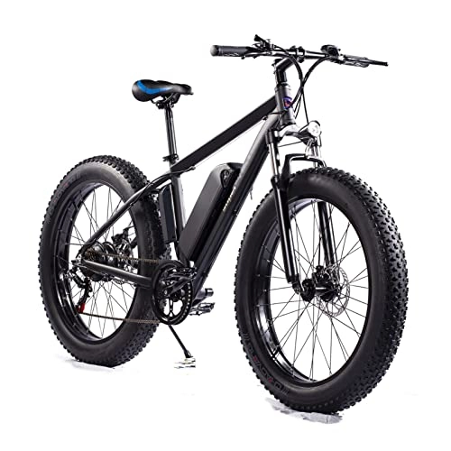 Electric Bike : Liu 26'' Electric Bicycle for Adults 15MPH Ebike with Removable 48V Battery 350W Electric Bikes Gears Mens Mountain Snow E-bike (Color : Black)