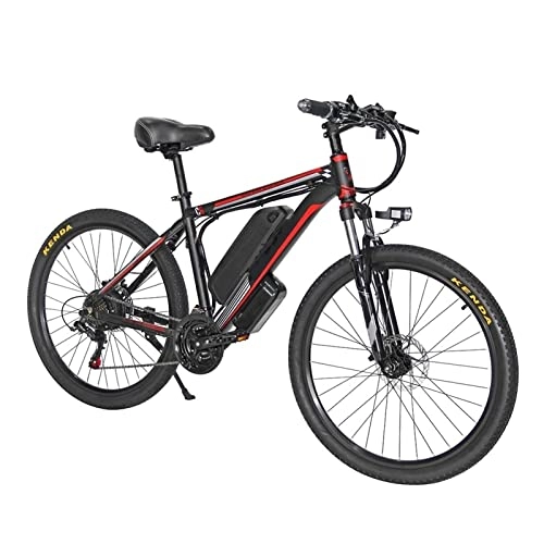 Electric Bike : Liu 26" Electric Mountain Bike, 1000W MTB E- bike for Men Battery Electric City Bike Snow Hybrid Bicycle (Color : Red, Number of speeds : 21)