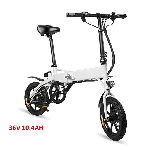 Electric Bike : LIU Ebike Foldable Electric, Bike with 250W Motor, 25km / h Max Speed, and Three Working Modes, 120kg Payload for Adult (10.4Ah), White