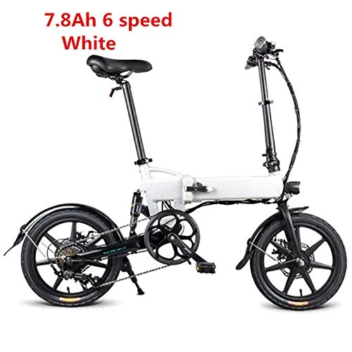 Electric Bike : LIU Ebike Foldable Electric Bike With 250W Motor, LED Front Light, 16 Inch Inflatable Rubber Tire, 120kg Payload For Adult (7.8Ah), White