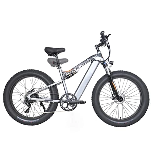 Electric Bike : Liu Electric Bike for Adults 750W Electric Mountain Bicycle 26 * 4.0 Fat inch Tire 48V Removable Battery Ebike (Color : Dark Grey, Number of speeds : 9)