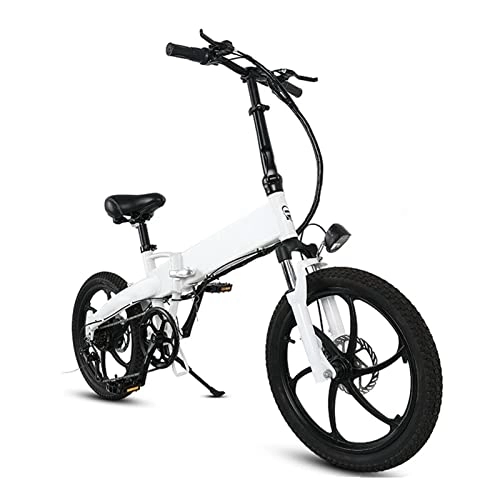 Electric Bike : Liu Foldable electric bike 20 Inch Tire 350W 10Ah ebike Folding Electric City bicycle 30km / h (Color : White, Size : 165-180CM)