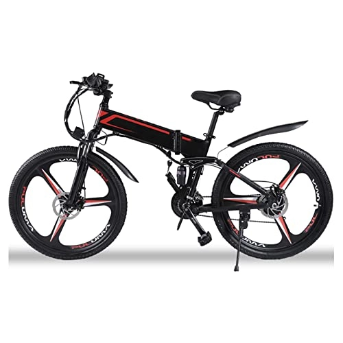 Electric Bike : Liu Folding Electric Bike for Adults 250W / 500W / 1000W Motor 48V / 12. 8Ah Removable Battery 26“ Electric Bike Snow Beach Mountain Ebike for Women and Men (Color : Black, Size : 12.8A battery)