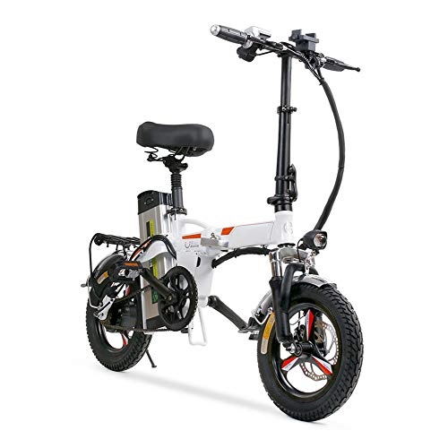 Electric Bike : LIU Folding Electric Bike with 48V 20Ah Removable Buit-in Lithium-Ion Battery, 14 inch Foldable Ebike with 400W Motor, White