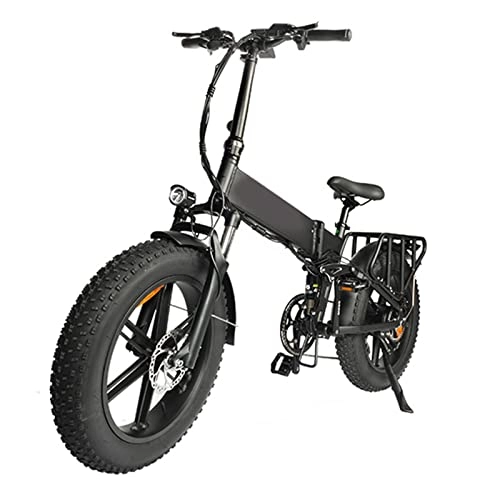 Electric Bike : Liu Folding Electric Bikes for Adults 750W 48V 12.8Ah 20 * 4.0 Fat Tire Electric Bicycle 45km / H Powerful Mountain Ebike Snow / 8 Speed (Color : Black)