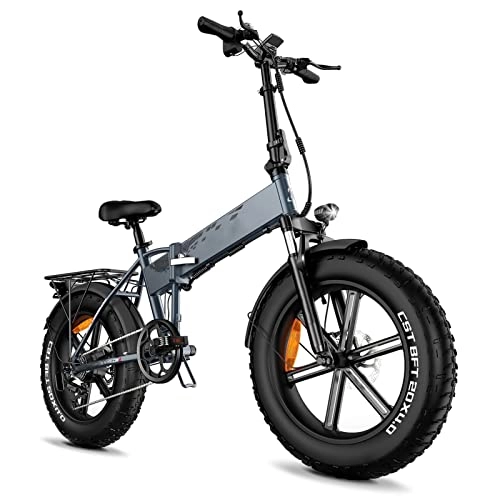 Electric Bike : LIUD 750W Folding Electric Bike 20 Inch Fat Tire Electric Bikes for Adults 48V 12Ah Electric Bicycle 28 mph Foldable E-Bike (Color : Gery)