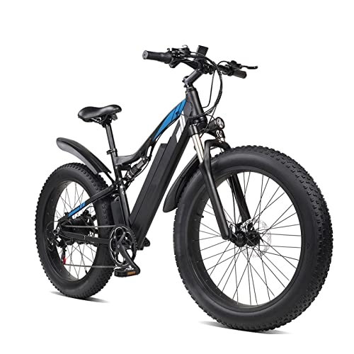 Electric Bike : LIUD Electric Bicycles For Men 1000W 26 Inch Fat Tire Adult Snow Electric Bike 48V Motor 17ah MTB Mountain Aluminum Alloy Electric Bicycle (Color : Black)