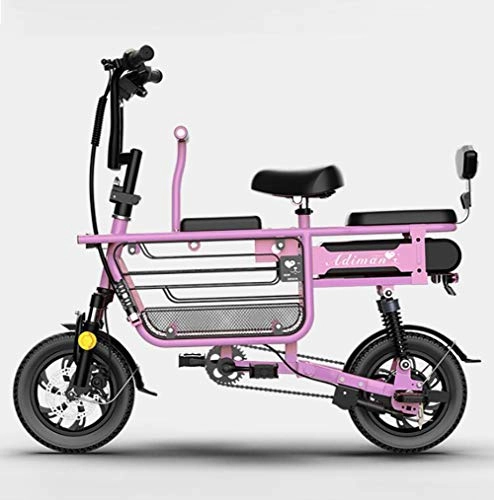 Electric Bike : LIXUE 12" Electric Bike, Electric Bicycle with 350W Motor, 48V 11Ah Battery, Change Speed bike, Outdoor Urban Road Bikes, Pink