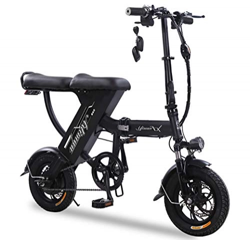 Electric Bike : LIXUE 12" Electric Bike, Electric Bicycle with 350W Motor, 48V 25Ah Battery, Change Speed bike, Outdoor Urban Road Bikes, Black