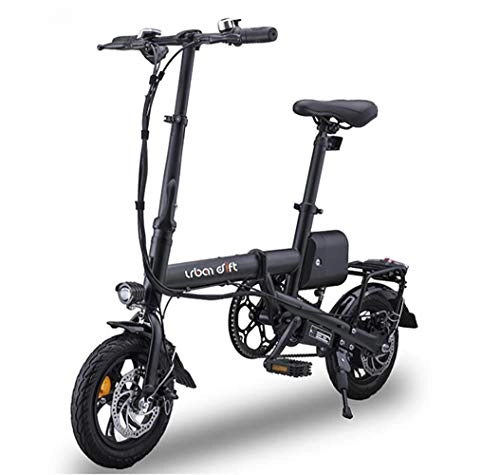 Electric Bike : LIXUE 12 Inch Folding Power Assist Electric Bicycle, 350W 10Ah Lithium Battery Electric Bike with Front LED Light