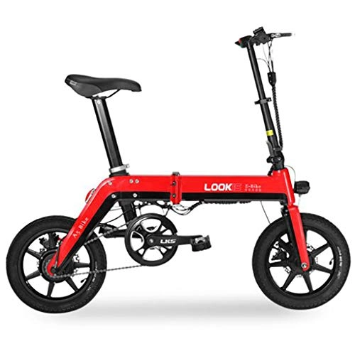 Electric Bike : LIXUE 350W Electric Bicycle with Removable 36V 10AH Lithium-Ion Battery, 14" Off-Road Wheels Premium Full Suspension and 21 speed gear, Red