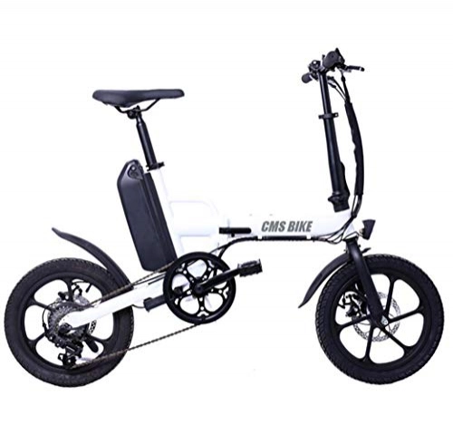Electric Bike : LIXUE 350W Electric Bicycle with Removable 36V 13AH Lithium-Ion Battery, 16" Off-Road Wheels Premium Full Suspension and 6 speed gear, White