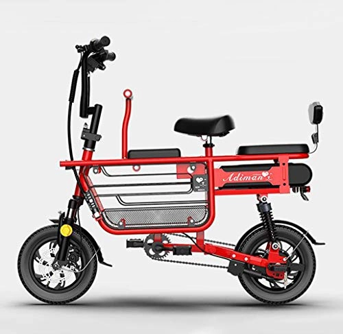 Electric Bike : LIXUE 350W Electric Bicycle with Removable 48V 15AH Lithium-Ion Battery, 12" Off-Road Wheels Premium Full Suspension and 21 speed gear, Red