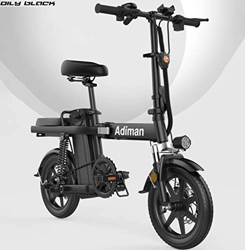 Electric Bike : LIXUE 350W Electric Bicycle with Removable 48V 8AH Lithium-Ion Battery, 14" Off-Road Wheels Premium Full Suspension and 21 speed gear, Black