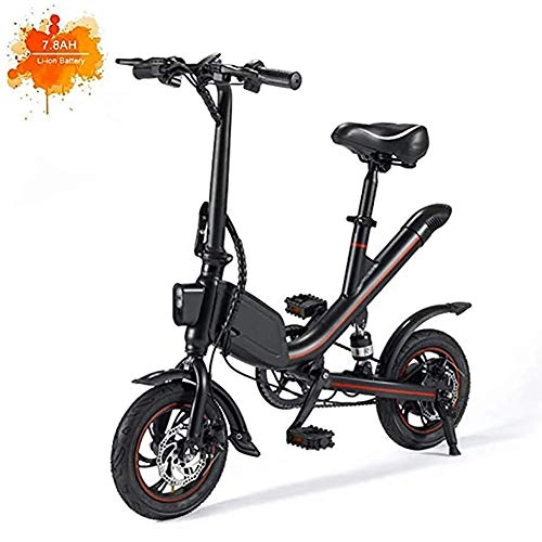 Electric Bike : LJ Adult Electric Bike, 250W 12 inch Folding Electric Bike with 7.8 Ah Lithium Battery for Cycling Outdoor, Black, Black