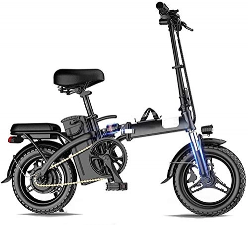 Electric Bike : LJ Folding Electric Bike for Adults, 18-Inch Commute Ebike with 350W Motor, 48V 8Ah Battery, Disc Brake and Five-Fold Shock Absorption, Max Load 250Kg, Mileage 200Km, Mileage 500KM