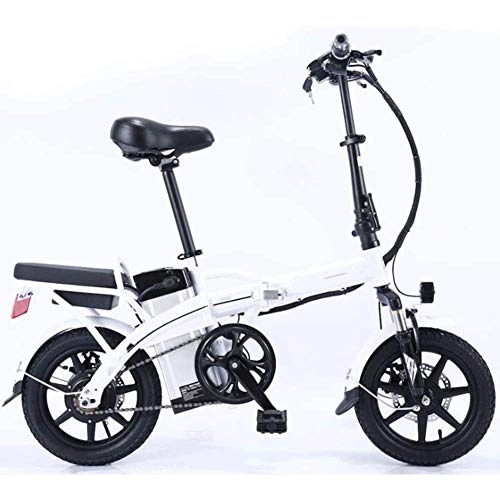Electric Bike : LJ Folding Electric Bike for Adults, Removable Battery with Mobile Phone Holderbicycle 350W Motor14 Inchestandem Motorcycle, for Outdoor Cycling, White, 16Ah, White, 16AH