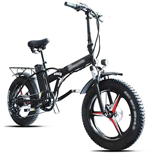 Electric Bike : LJMG Electric bikes E-bike For Adults 500W Electric Bike Fat Tire 20" E-bike 48V 15Ah Battery Mountain Bike 7-speed Dual Disc Brakes, With Back Seat (Color : Black-15Ah, Size : 170 * 115cm)