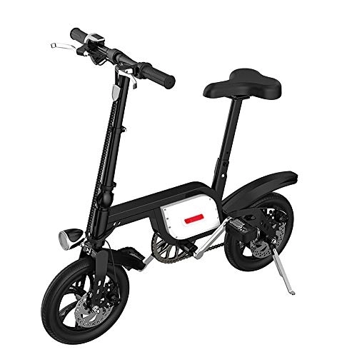 Electric Bike : LK-HOME Compact Electric Bike, Foldable 12 Inch E-Bike with 6.0Ah Lithium Battery, City Bicycle with Max Speed 25 Km / H, Disc Brake for Front And Rear Wheels, White