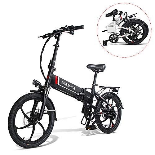 Electric Bike : LK-HOME Compact Electric Bike, Foldable 20-Inch E-Bike with 10.4 Ah Lithium Battery, City Bicycle with Max Speed 30 Km / H, with Shock Absorber Seat