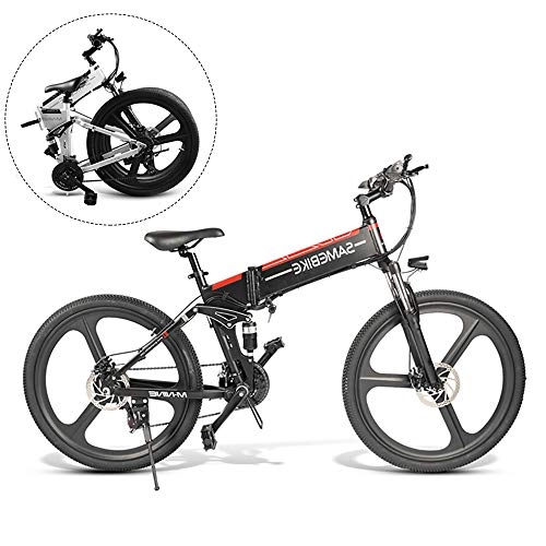 Electric Bike : LK-HOME Compact Electric Bike, Foldable 26-Inch E-Bike with 10.4 Ah Lithium Battery, City Bicycle with Max Speed 32 Km / H, with LED Display