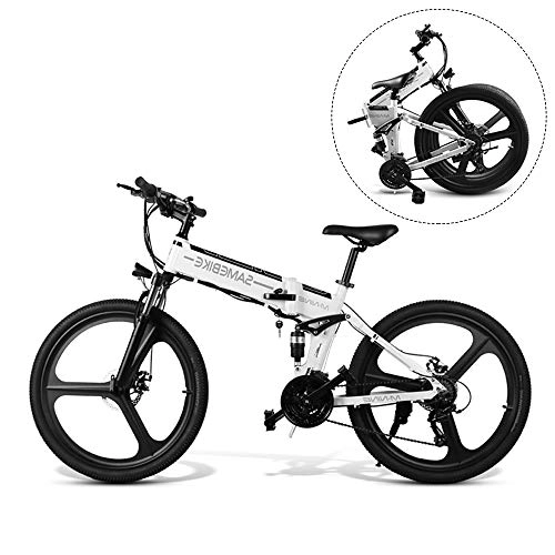 Electric Bike : LK-HOME Compact Electric Bike, Foldable 26-Inch E-Bike with 48V 10.4 Ah Lithium Battery, City Bicycle with Max Speed 32 Km / H, with LED Display