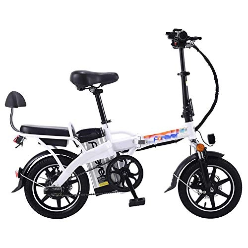 Electric Bike : LKLKLKLK Folding Electric Bicycle with 48V 12A Replaceable Lithium Ion Battery, 350W Motor and Explosion-proof Tyres, Double Suspension White