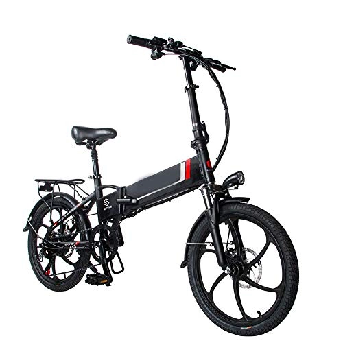 Electric Bike : LKLKLKLK Improved E-Bike, 250W 20'' Electric Bike With Removable48v 10.4AH Lithium Ion Battery For Adults 7 Speed Gear Black