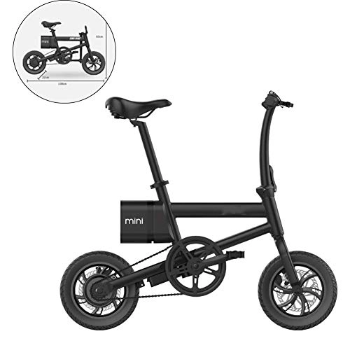 Electric Bike : LKLKLKLK Mini Electric Bicycle Aluminium Alloy 36V6AH Lithium Battery With LCD Instrument Panel Front and Rear Disc Brakes (Foldable), Black
