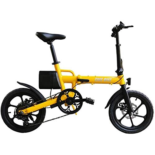 Electric Bike : LLCX Folding Electric Bike for Adults, 16 Inch Electric Bikes with 36V 7.8Ah Battery, Foldable Aluminum Alloy Ultra-Light Portable Mobility Scooter with 6 Speed Shifting for Outdoor Cycling, Yellow