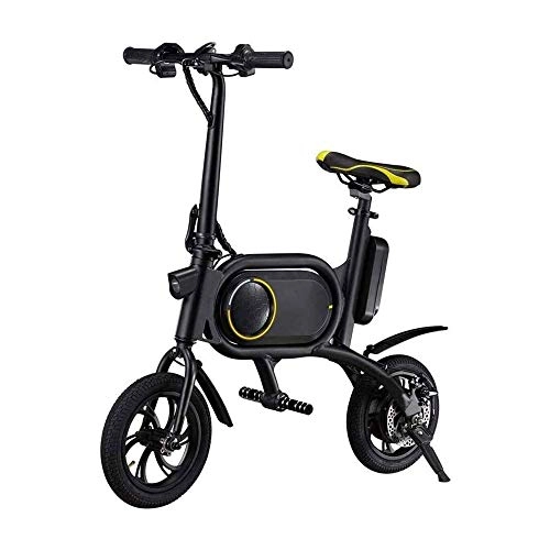 Electric Bike : LMCLJJ Aluminum Alloy Frame Folding Electric Bike, Front Led Light, City Bicycle Max Speed, Disc Brakes and Easy to Store in Caravan, Motor Home (Color : Yellow)