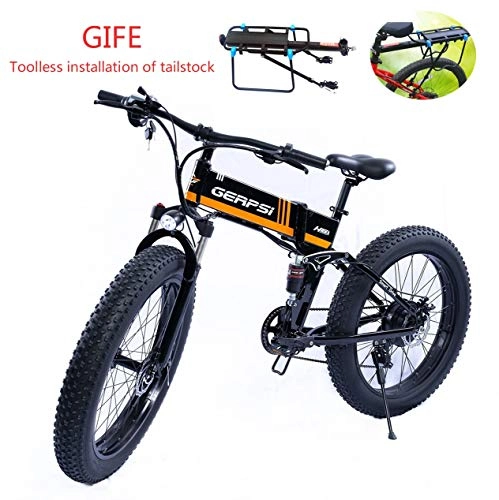 Electric Bike : LMJ-XC Electric Mountain Bike, 26 Inch Folding E-bike, Premium Full Suspension and 21 Speed Gear 48V waterproof Removable Lithium Battery