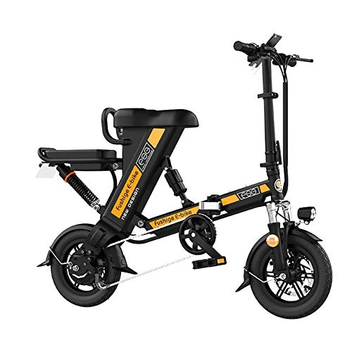 Electric Bike : LOISK Electric Bike Electric Mountain Bike Electric Folding Bike Bicycle Moped Aluminum Alloy Foldable With 200W Motor, Three Operating Modes For Cycling Outdoor, Black, Boost up to 70km
