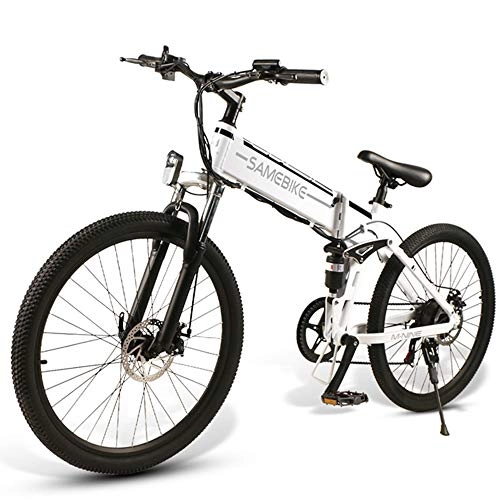 Electric Bike : LOKE Electric Bike 26" Electric Foldable Bike Folding Ebike With Lithium-Ion Battery, White