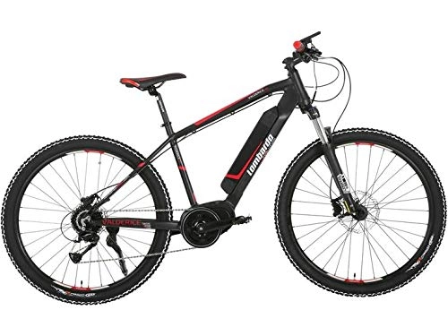 Electric Bike : Lombardo Valerdice Mountain MTB Hub E-Bike (18" / 27.5") Black / Red (With Walk Assist Mode)
