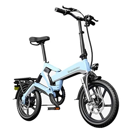 Electric Bike : LOMJK Adult Folding Electric Bicycle, City Commuter Folding Electric Bicycle, Variable Speed Electric Bicycle With LCD Display, 400W / 48v Rechargeable Lithium Battery (Color : Blue)