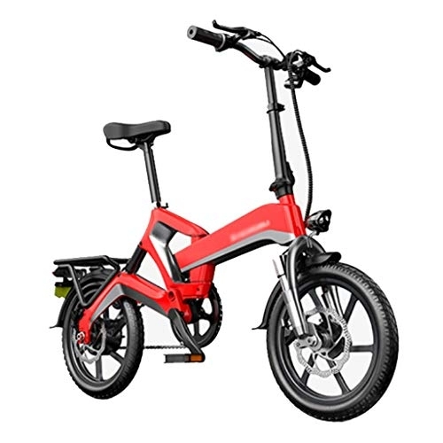 Electric Bike : LOMJK Adult Folding Electric Bicycle, City Commuter Folding Electric Bicycle, Variable Speed Electric Bicycle With LCD Display, 400W / 48v Rechargeable Lithium Battery (Color : Red)