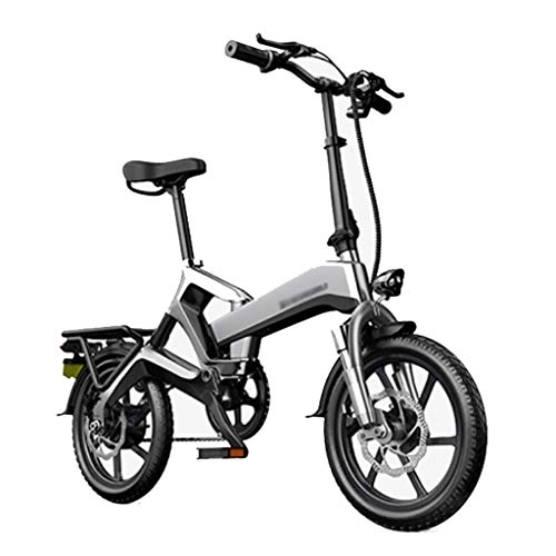 Electric Bike : LOMJK Adult Folding Electric Bicycle, City Commuter Folding Electric Bicycle, Variable Speed Electric Bicycle With LCD Display, 400W / 48v Rechargeable Lithium Battery (Color : Silver)